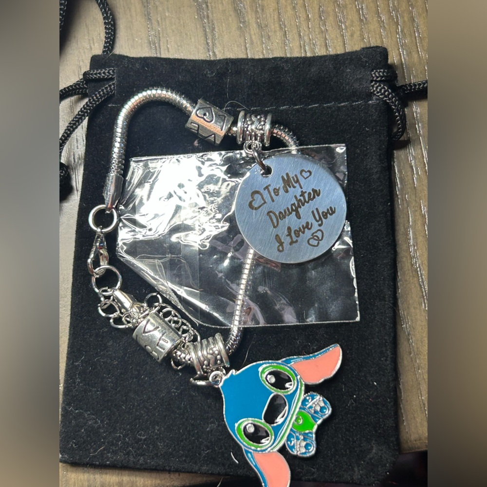 Disney Stitch To My Daughter With Love Charm Bracelet